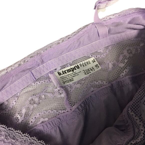 B. Tempt'd b.adorable Chemise Lingerie‎ Lavender Lace Cotton Slip NWT Women's XL - Picture 5 of 11